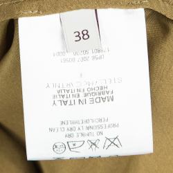 Pre Owned Stella McCartney Dull Gold Satin Pleated Long Sleeve Dress S