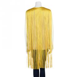 Pre Owned Stella McCartney Beige Contrast Fringe Detail Sleeveless Tunic S