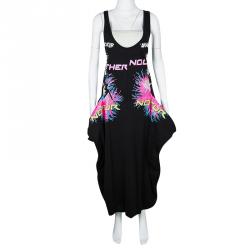 Pre Owned فستان ستيلا مكارتني أولوين جيرسه قطن أسود مطبوع بتفريغات بلا أكمام M