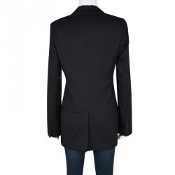 مملوكة مسبقًا بليز ر ستلا ماكرتني تفاصيل ياقة مغايرة صوف زرقاء كحلية L