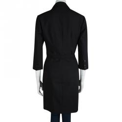 Pre Owned Stella McCartney Black Wool Notched Collar Belted Coat S
