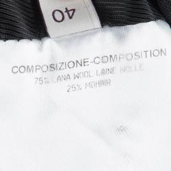 Pre Owned Stella McCartney Black Wool Notched Collar Belted Coat S