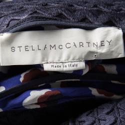 Pre Owned Stella McCartney Printed Silk Plisse Bottom Asymmetric Backless Dress S
