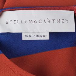 Pre Owned توب ستيلا مكارتني مقلم بأكمام طويلة أزرق وبرتقالي S