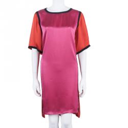 Pre Owned Stella McCartney Red and Pink Satin Dress S