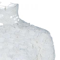 Pre Owned فستان ستيلا مكارتني تطريز ياقة مرتفعة أبيض XS