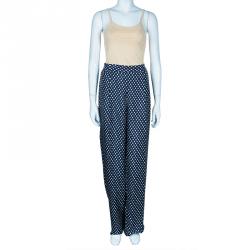 Pre Owned Stella McCartney Printed Wide Leg Silk Trousers M