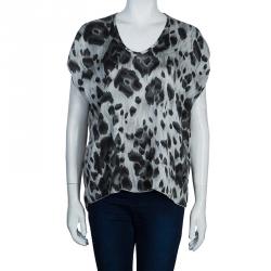 Pre Owned Stella McCartney Grey Leopard Print Top M