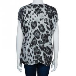 Pre Owned Stella McCartney Grey Leopard Print Top M