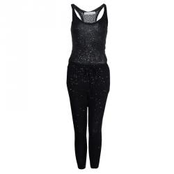 Stella McCartney Black Sequin Embellished Knit Racer Back Jumpsuit S