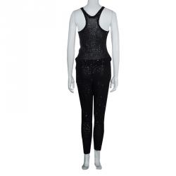 Stella McCartney Black Sequin Embellished Knit Racer Back Jumpsuit S