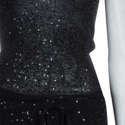 Stella McCartney Black Sequin Embellished Knit Racer Back Jumpsuit S