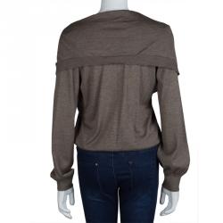Pre Owned Stella Mccartney Brown Cashmere Draped Collar Buttondown Cardigan M