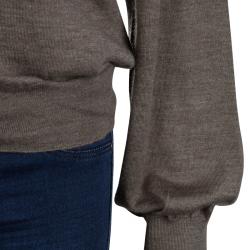 Pre Owned Stella Mccartney Brown Cashmere Draped Collar Buttondown Cardigan M