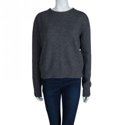 Pre Owned Stella McCartney Grey Wool Zip Detail Crew Neck Sweater M