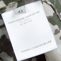 Pre Owned قميص ستيلا مكارتني حرير أزرار أمامية طباعة كاموفلاغ M