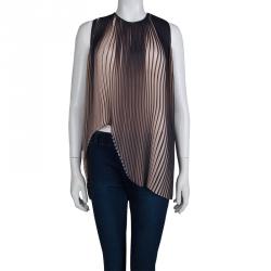 Pre Owned Stella McCartney Pink and Black Plisse Sleeveless Top XS