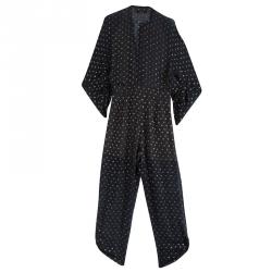 Pre Owned Stella McCartney Navy Blue Metallic Clip Dot Long Sleeve Jumpsuit M