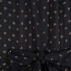 Pre Owned Stella McCartney Navy Blue Metallic Clip Dot Long Sleeve Jumpsuit M
