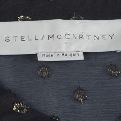 Pre Owned Stella McCartney Navy Blue Metallic Clip Dot Long Sleeve Jumpsuit M