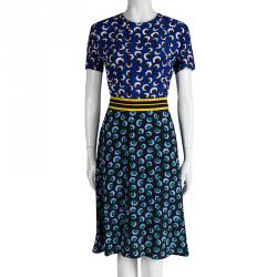 Pre Owned فستان ستيلا مكارتني بكم قصير حرير بنقوش براعم متعدد الألوان M