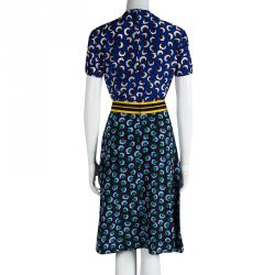 Pre Owned فستان ستيلا مكارتني بكم قصير حرير بنقوش براعم متعدد الألوان M