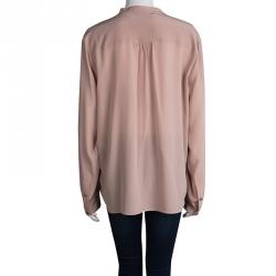 Pre Owned Stella McCartney Blush Pink Mandarin Collar Silk Shirt L