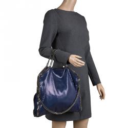 Stella McCartney Blue Faux Python Small Falabella Tote