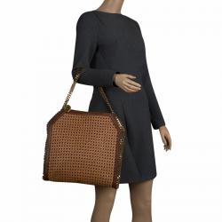 مملوكة مسبقًا Stella McCartney Brown Wicker Faux Leather Small Falabella Bag