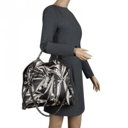 Stella McCartney Black/White Satin Small Falabella Tote