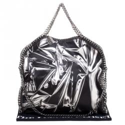 Stella McCartney Black/White Satin Small Falabella Tote