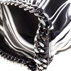 Stella McCartney Black/White Satin Small Falabella Tote