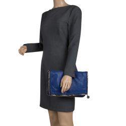 مملوكة مسبقًا Stella McCartney Blue Faux Leather Falabella Foldover Clutch