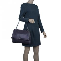 Pre Owned Stella McCartney Gray Leather Graphite Vegan Chain Shoulder Bag