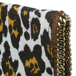 مملوكة مسبقًا Stella Mccartney Leopard Print Canvas Faux Leather Trim Foldover Clutch