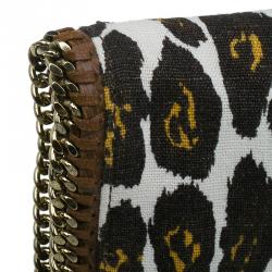مملوكة مسبقًا Stella Mccartney Leopard Print Canvas Faux Leather Trim Foldover Clutch