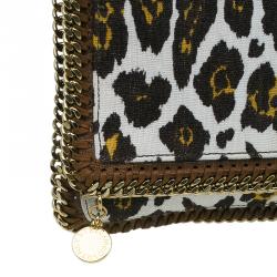 مملوكة مسبقًا Stella Mccartney Leopard Print Canvas Faux Leather Trim Foldover Clutch