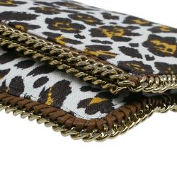 مملوكة مسبقًا Stella Mccartney Leopard Print Canvas Faux Leather Trim Foldover Clutch