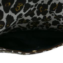 مملوكة مسبقًا Stella Mccartney Leopard Print Canvas Faux Leather Trim Foldover Clutch