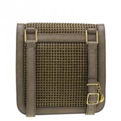 Pre Owned Stella McCartney Brown Woven Faux Leather Dawn Crossbody Bag