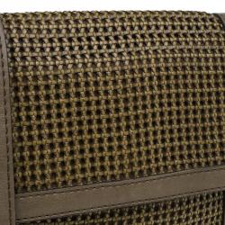 Pre Owned Stella McCartney Brown Woven Faux Leather Dawn Crossbody Bag