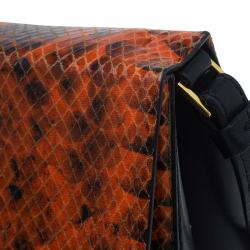 Pre Owned حقيبة كروس ستيلا مكارتني ميني بيكيت جلد ثعبان برتقالي صناعي