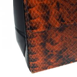 Pre Owned حقيبة كروس ستيلا مكارتني ميني بيكيت جلد ثعبان برتقالي صناعي