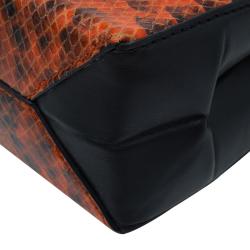 Pre Owned حقيبة كروس ستيلا مكارتني ميني بيكيت جلد ثعبان برتقالي صناعي