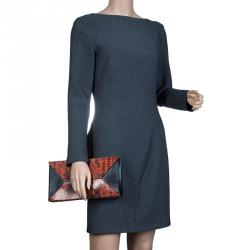 Stella McCartney Orange Alter Faux Python Beckett Clutch
