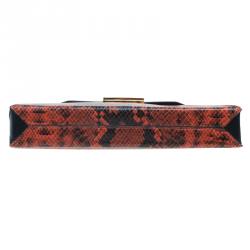 Stella McCartney Orange Alter Faux Python Beckett Clutch