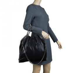 Pre Owned Stella McCartney Black Faux Leather Small Falabella Tote
