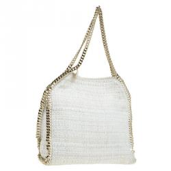 مملوكة مسبقًا Stella McCartney Beige Woven Glitter Fabric Small Falabella Tote