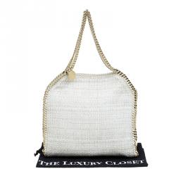 مملوكة مسبقًا Stella McCartney Beige Woven Glitter Fabric Small Falabella Tote
