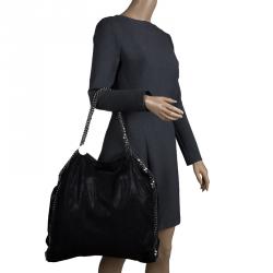 Pre Owned Stella McCartney Black Faux Leather Falabella Tote